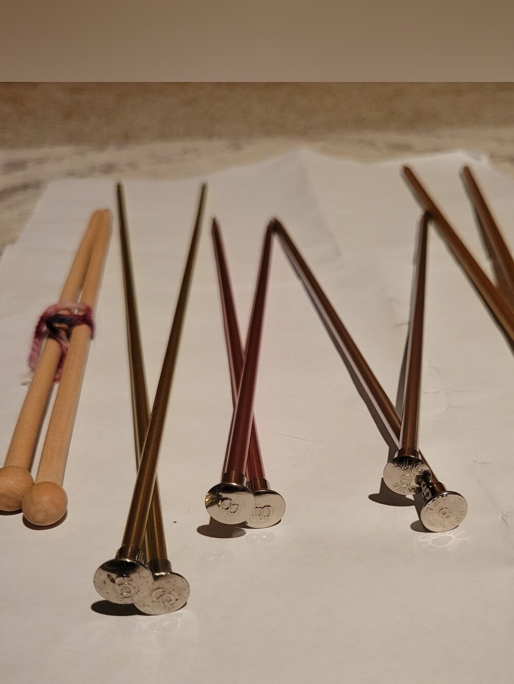 Aluminum Knitting Needles Lot Sizes 6, 8, 8, 10